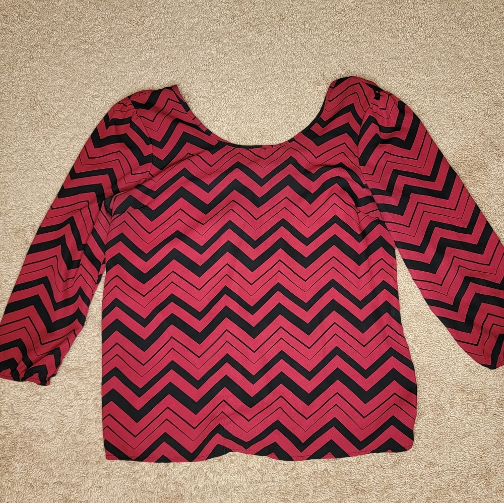 Charlotte Russe Burgundy Chevron Dress Shirt (L)